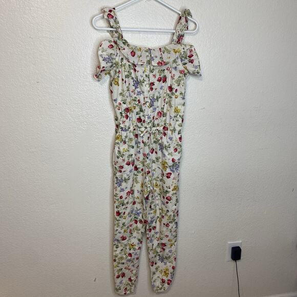 Ralph Lauren Big Girl Floral Smocked Cotton Batiste Jumpsuit Multi Size 16 - Picture 2 of 9